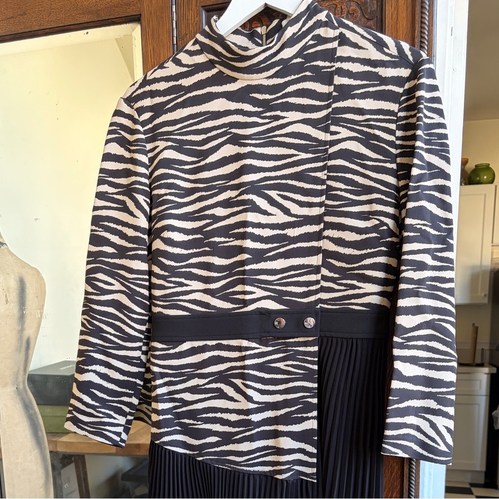 A.L.C. Black and White Zebra Print dress with pleated skirt